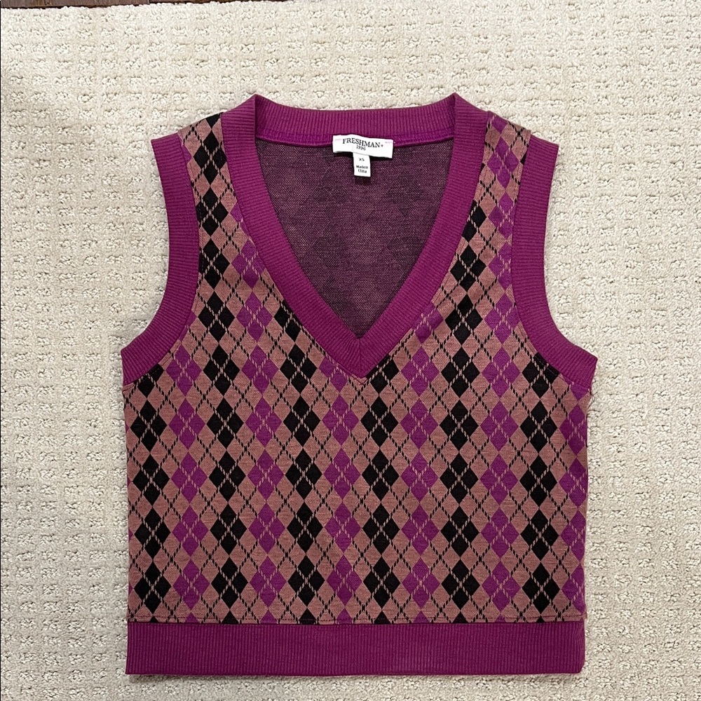 Sweater Vest - Argyle Purple/Black